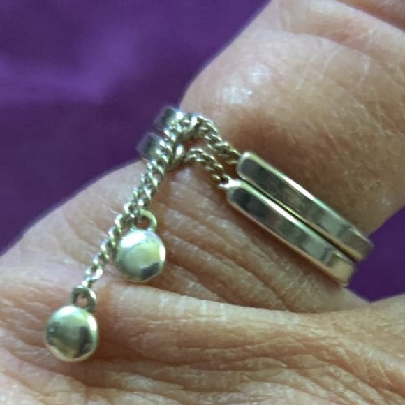 Pair of Sterling Silver Dangling Ball Stacking Rings - Picture 3 of 5